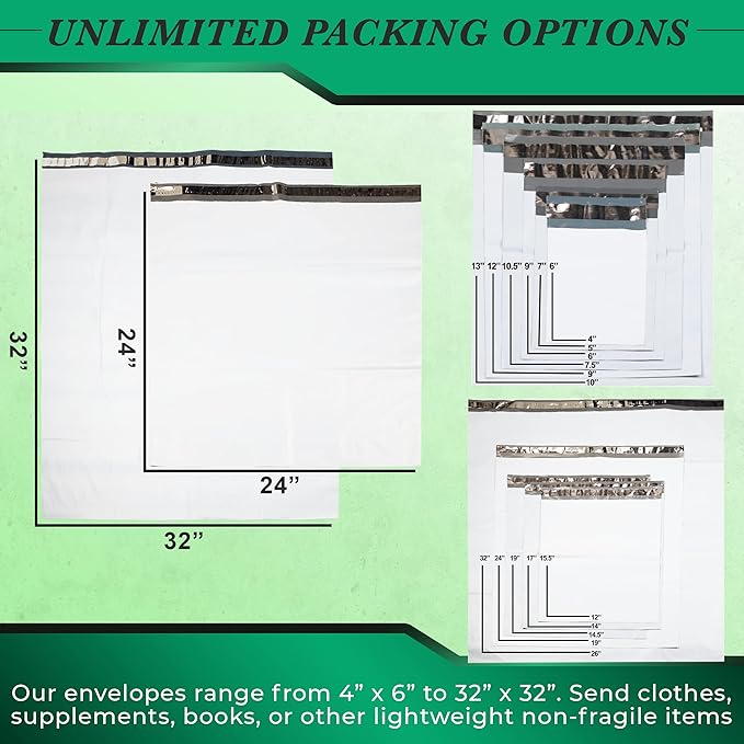 300 Pack Secure Seal White Poly Mailers - Image 3