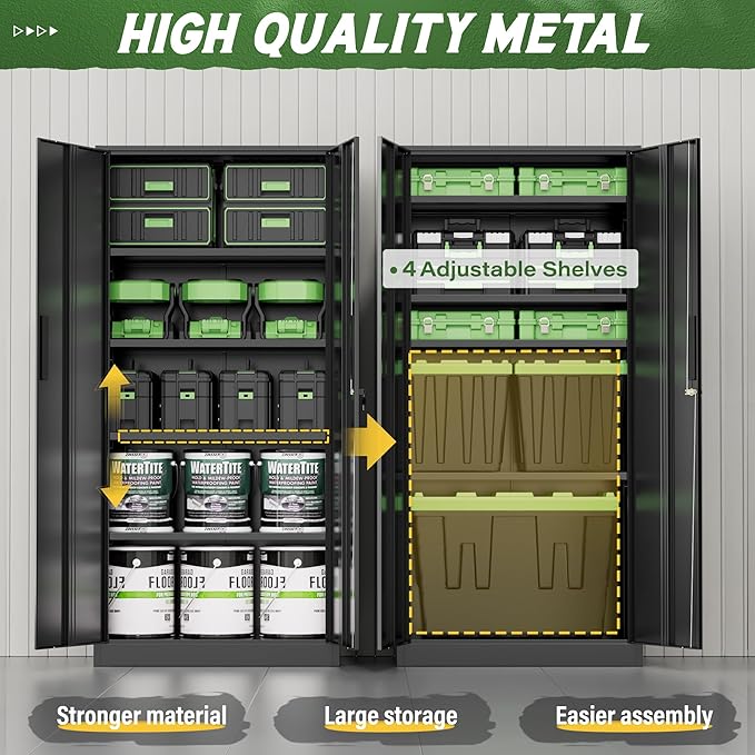 Greenvelly Metal Storage Cabinet, Metal Cabinet - Image 3