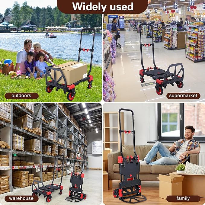 2-in-1 Folding Hand Truck Dolly 330LB Load Carrying, Hand Truck Foldable Dolly - Image 6
