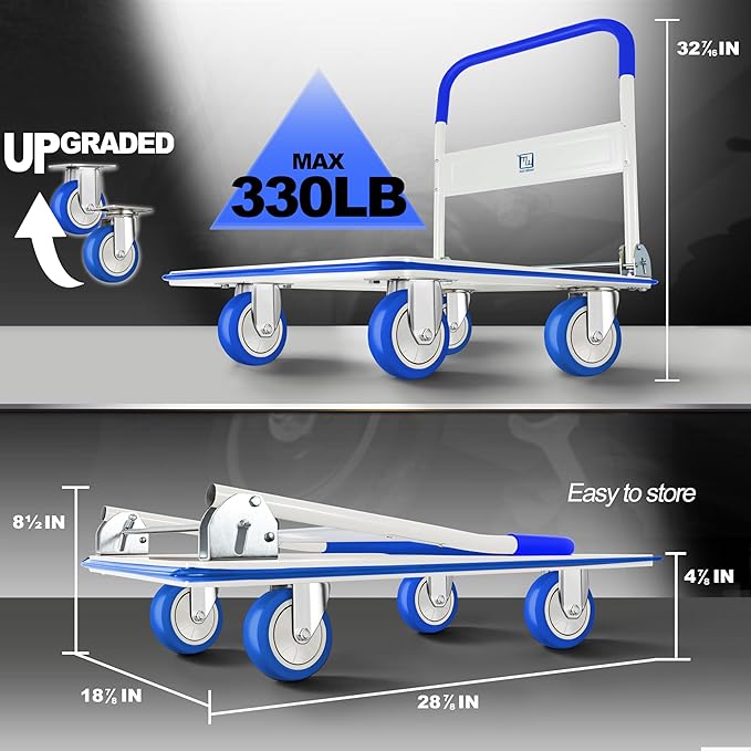 Push Cart Dolly by Wellmax, Moving Platform Hand Truck, Foldable - Image 2