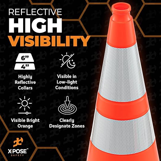 Xpose Safety 28 Inch Orange Traffic Cones Heavy Duty 10lb - Image 6