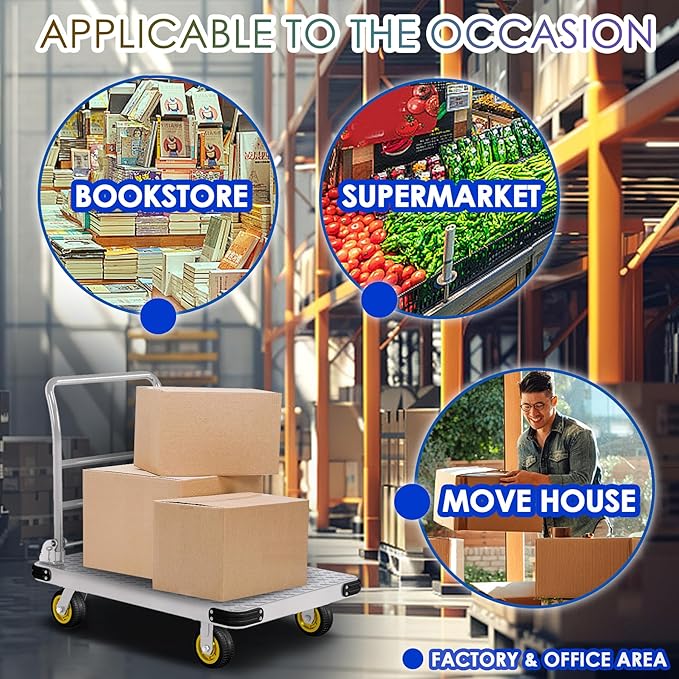 Platform Truck Heavy Duty Push Cart Dolly - Image 7