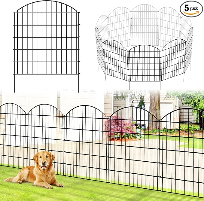 Metal Garden Fence 32 inch H x 28 inch W No Need Dig Outdoor Rustproof Animal by ThealynGardens