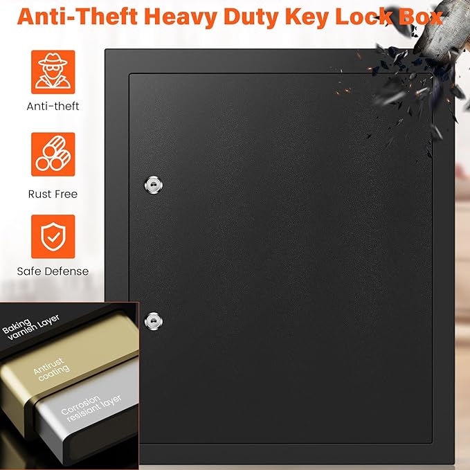 125 Keys Dual Lock Box Wall Mount, Anti-Theft Key Cabinet - Image 3