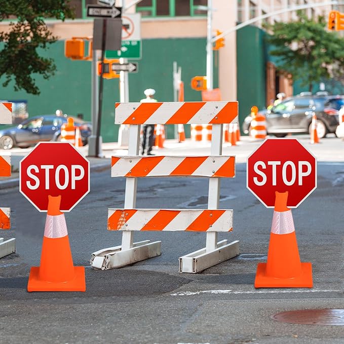 Geetery 3 Pcs Stop Signs Traffic Signs 12 x 12 Inches, Street Road Traffic Cone - Image 7