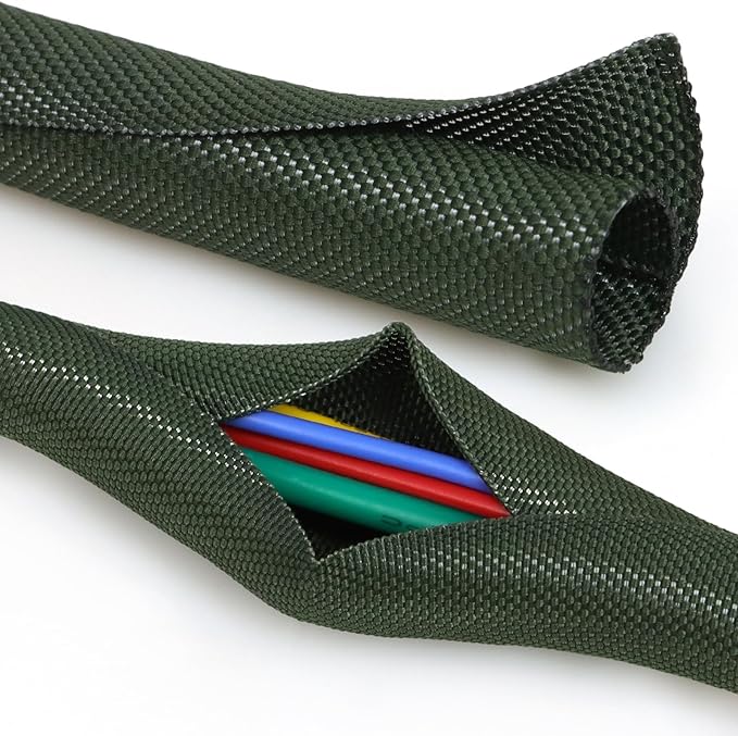 Split Braided Cable Sleeve，Flexible Wire Loom Tubing, Automotive Cord Protector by PursuingaBetterLife