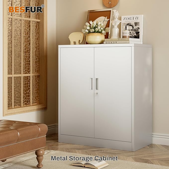 BESFUR Metal Storage Cabinet 36"H, Steel Garage Storage Cabinet - Image 2