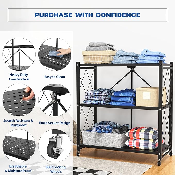 Lifetime Home 3-Tier Foldable Storage Shelf - Image 3