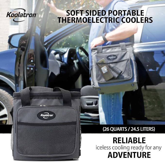 Koolatron Electric Portable Cooler Plug in 12V Car Cooler Bag, 26 qt Black/Gray - Image 5