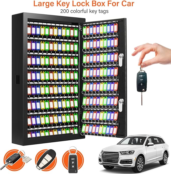 200 Keys Dual Lock Key Cabinet, Anti-Theft Key Lock Box - Image 5