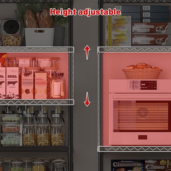 REIBII 45.8''W Steel Wire Shelving Unit, 5 Tier Adjustable Metal Storage Shelves - Image 7