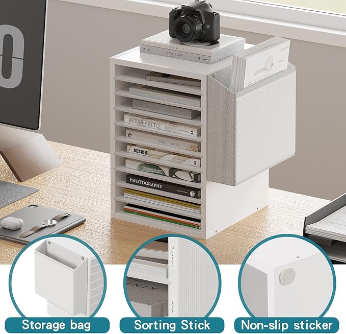 Office Mail Sorter, Wooden Paper Organizer - Image 7