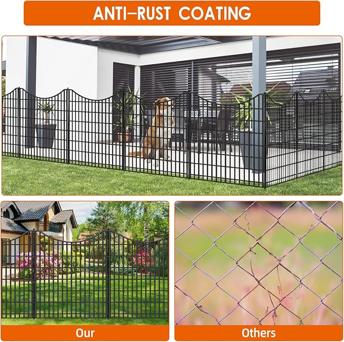 12 Panels No Dig Decorative Garden Fence, 33 in X 27 ft Garden Fencing Animal - Image 4