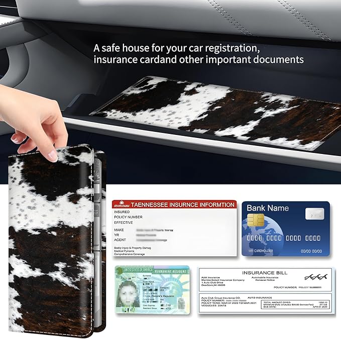 Premium Car Registration and Insurance Card Holder, Cute PU Leather Car - Image 3