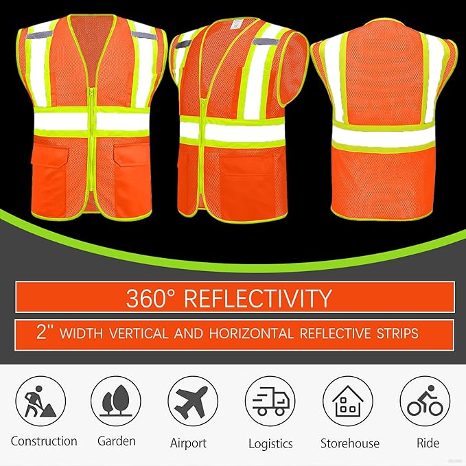 BeautyWill Custom Safety Vest Customized Logo Class 2 High Visibility - Image 3