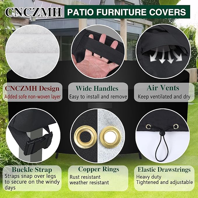 Heavy Duty Patio Furniture Covers Waterproof, 600D Round Outdoor Furniture - Image 4
