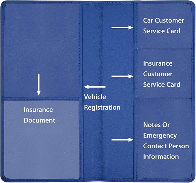 Wisdompro Car Document Holder Organiser, PU Leather Vehicle Insurance and - Image 3