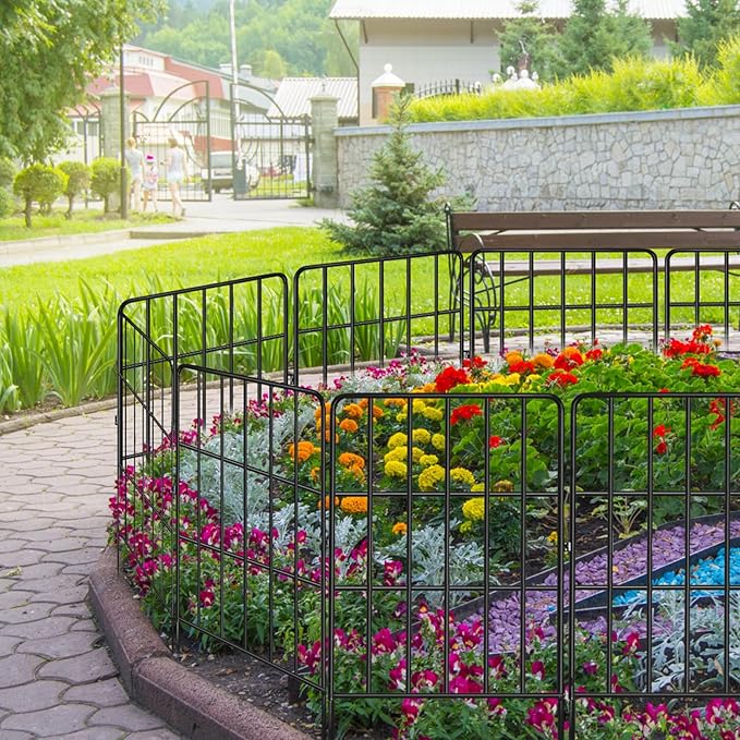 Decorative Garden Fence 24 Pack, 24 Ft X 24 in Black Square Rustproof Metal - Image 6