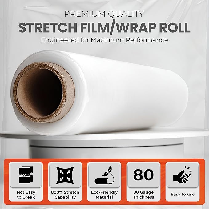 Heavy Duty 18" Shrink Wrap Roll – Clear Stretch Wrap - Image 3