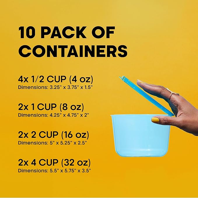 Premium Attached Food Storage Containers, Permanently Attached Plastic Lid - Image 2
