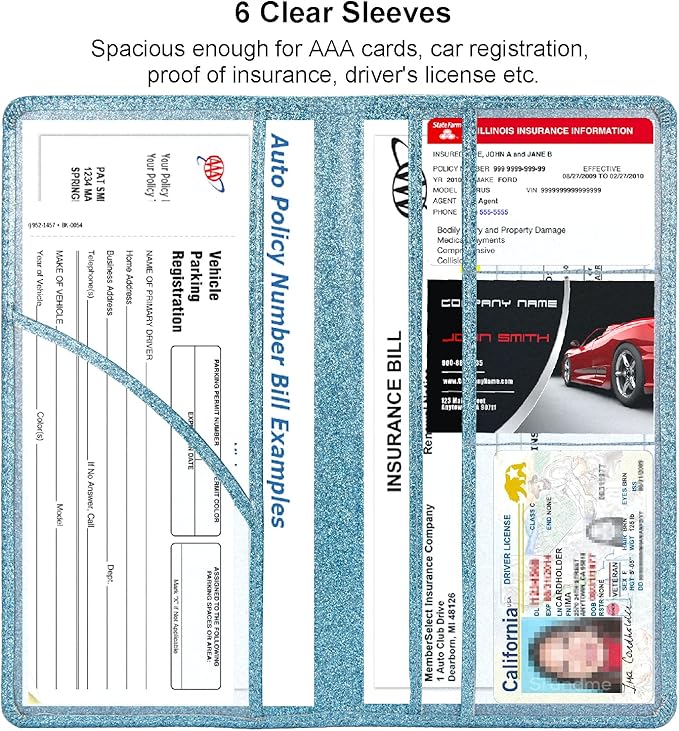 Car Registration and Insurance Holder, Leather Magnetic Shut Vehicle Glove Box - Image 3