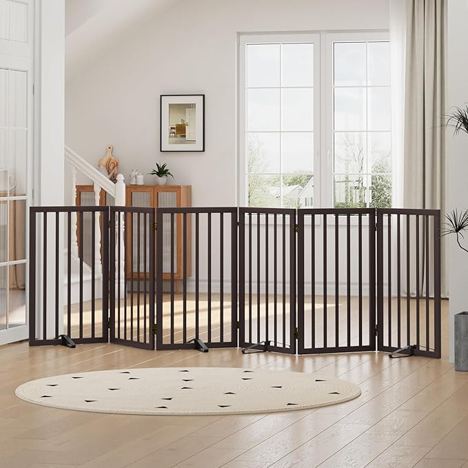 Dog Gates for Doorways, Foldable Dog Gate Indoor, Freestanding Pet Gates for by Algherohein