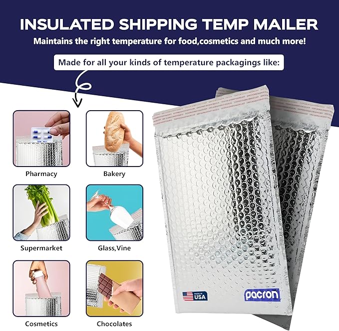 100-Pack Insulated Silver Thermal Bubble Mailers 12 x 17 - Image 2
