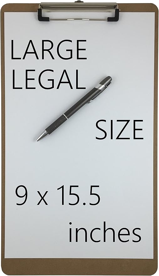 Trade Quest Legal Size Clipboard 9'' x 15.5'' Low Profile Clip Hardboard Single - Image 2