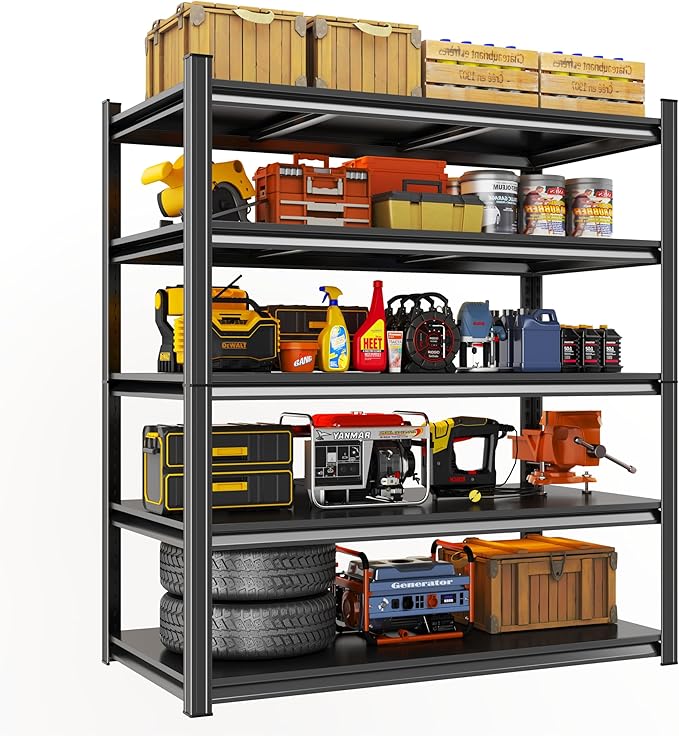 Metal Garage Shelving Unit, Heavy Duty 5-Tier Adjustable Storage Rack, Steel by Beaunatixx