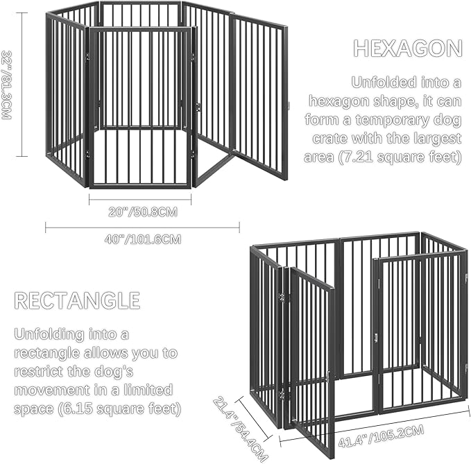 Vantas Folding No-Assembly Metal Pet Gate 120" Wide, Freestanding Accordion - Image 6
