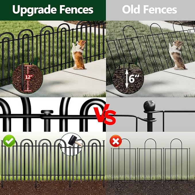 Decorative Garden Fence, 15 Panels No Dig Fence, 32 in x 36.25 ft Animal Barrier - Image 8