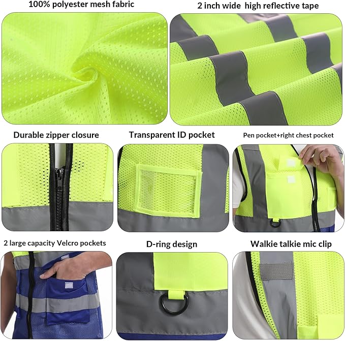 BeautyWill Custom Safety Vest Logo Class 2 High Visibility Reflevtive Vest - Image 5