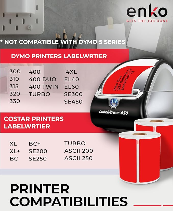 enKo Compatible Red Zebra 4x6 Label/Dymo Labels 1744907 - Image 4