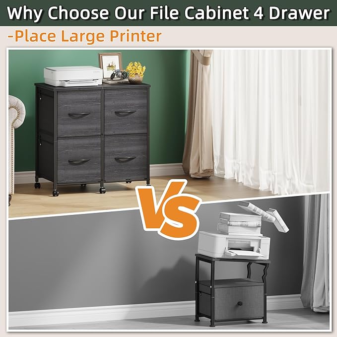 4 Drawer Lateral File Cabinet, Mobile Filing Cabinet - Image 4