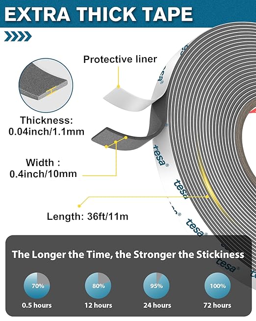Tesa Double Sided Tape Heavy Duty 0.4in x 36ft 68211, Adhesive Mounting Tape - Image 2