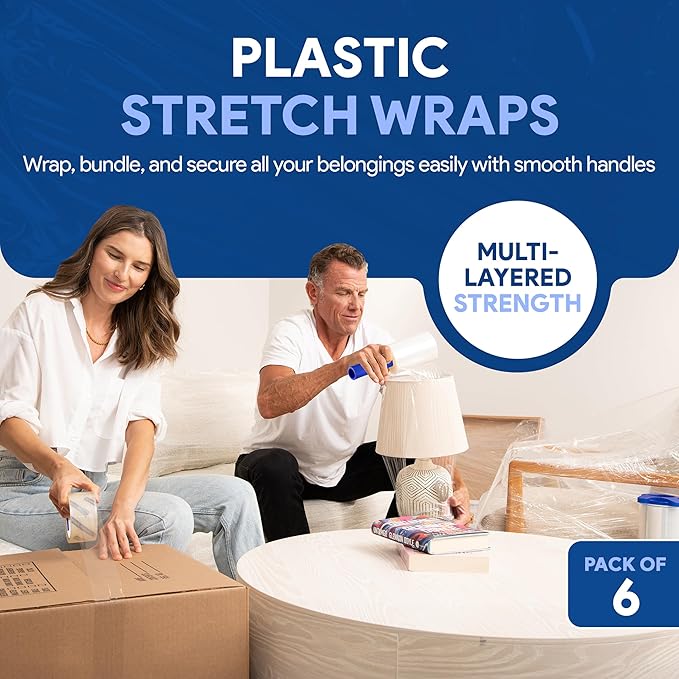 International Plastics Co. 6 Pack of 5" Plastic Stretch Film Wrap - Image 3