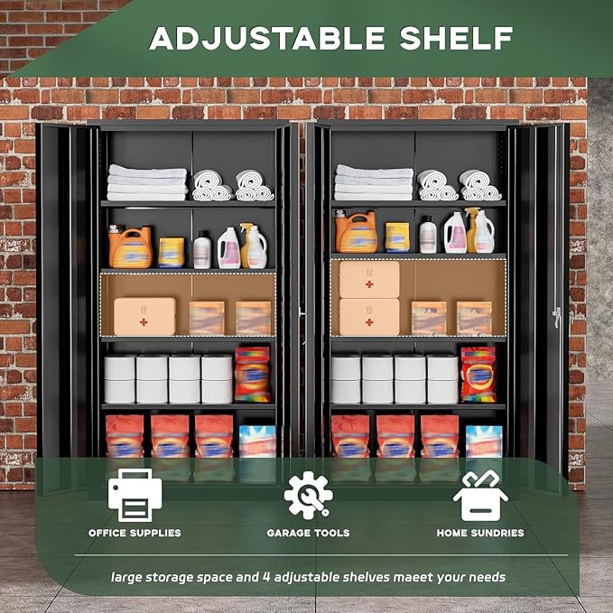Greenvelly Metal Cabinet with Lock, Locking Cabinet - Image 5