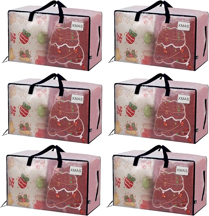 VENO 6 Pack Moving Bags and Large Christmas Decoration Storage Bins by Veno