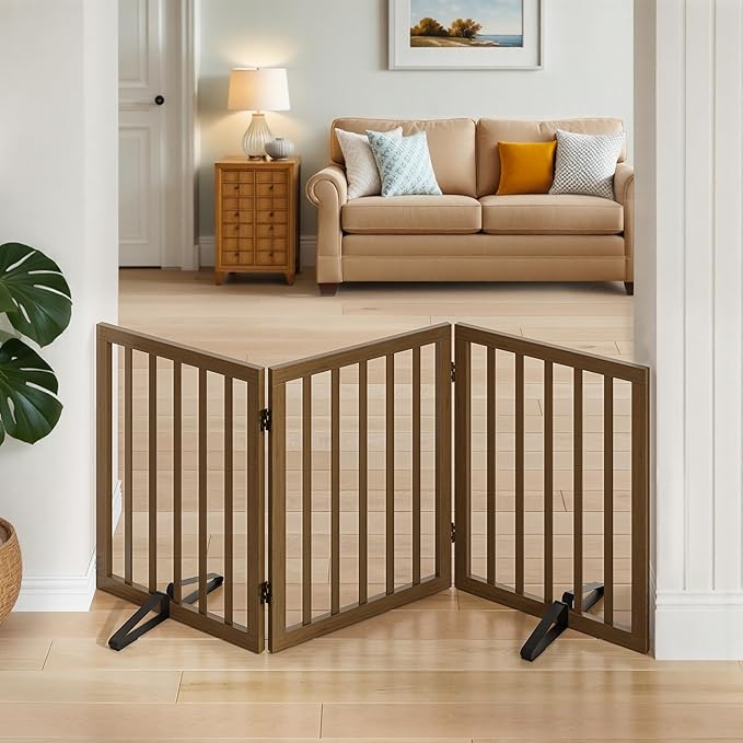Dog Gate for Stairs, Foldable Dog Gate for Indoor Doorways House, Freestanding by MinoKesper