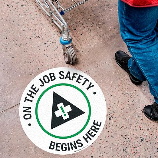On The Job Safety Begins Here 10x10 inches, Floor Decal Anti-Slip Adhesive - Image 2
