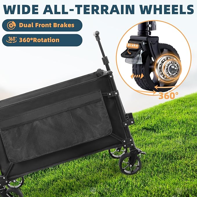 Favoyard Collapsible Wagon Carts Foldable 150L & 360LBS Portable Folding Wagons - Image 4