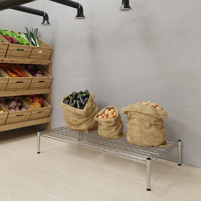24''W x 48''L x 8''H Chrome Plated Wire Dunnage Rack | Off The Floor Storage - Image 2