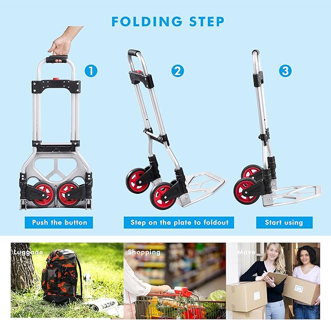 LEADALLWAY Dolly Cart Folding Hand Truck and Dolly, Steel Portable Cart - Image 6