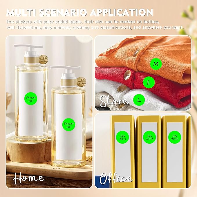 PARLAIM 3/4 Inch Color Coding Label Stickers, Fluorescent Green Adhesive Round - Image 6