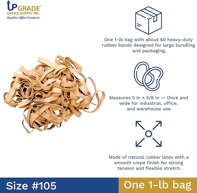 Upgrade UPG234105 Large Rubber Bands, Size 105, Thick Wide, 1 lb Bag - Image 6