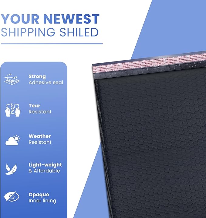Black Small Poly Bubble Mailers 6x10 inch #0 | Self Seal Padded Envelopes | - Image 3