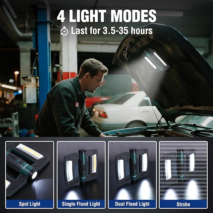 WORKPRO Rechargeable USB-C LED Work Light, Foldable Magnetic Light - Image 2