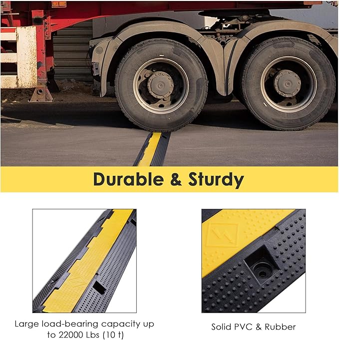 Yescom Cable Ramp Protector 1 Channel Garden Hose Protecitive 22000 Lbs Load - Image 2