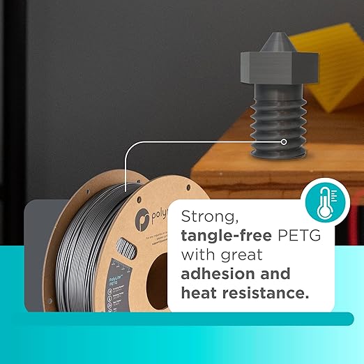 Polymaker PolyLite Silver 3D Printer PETG Filament 1.75mm 1kg, Legacy PETG - Image 2