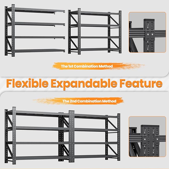 71”W Garage Shelving Units, 5000LBS Storage Shelves Heavy Duty, 4 Tier Large - Image 5